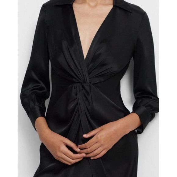 NWT Theory Ruched Shirt Satin Dress - Picture 2 of 13